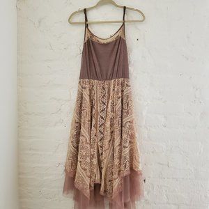 Taupe and Ivory Cotton and Lace Boutique Dress